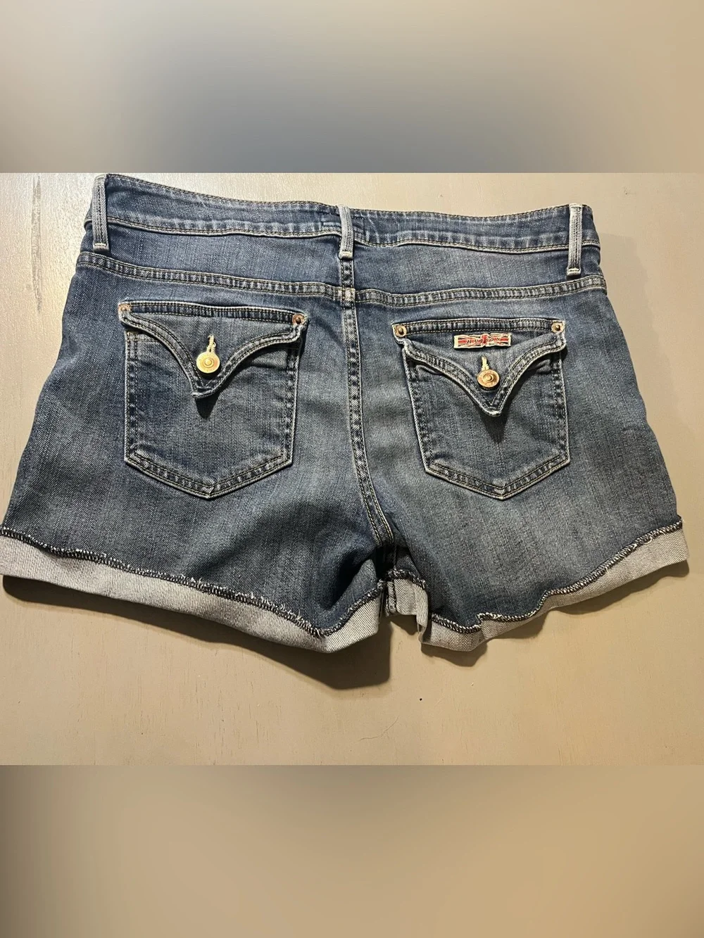 HUDSON Cuffed Denim Shorts with Flap Pockets Blue 28
